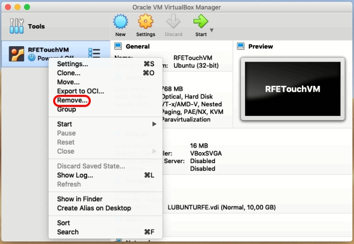 VM remove