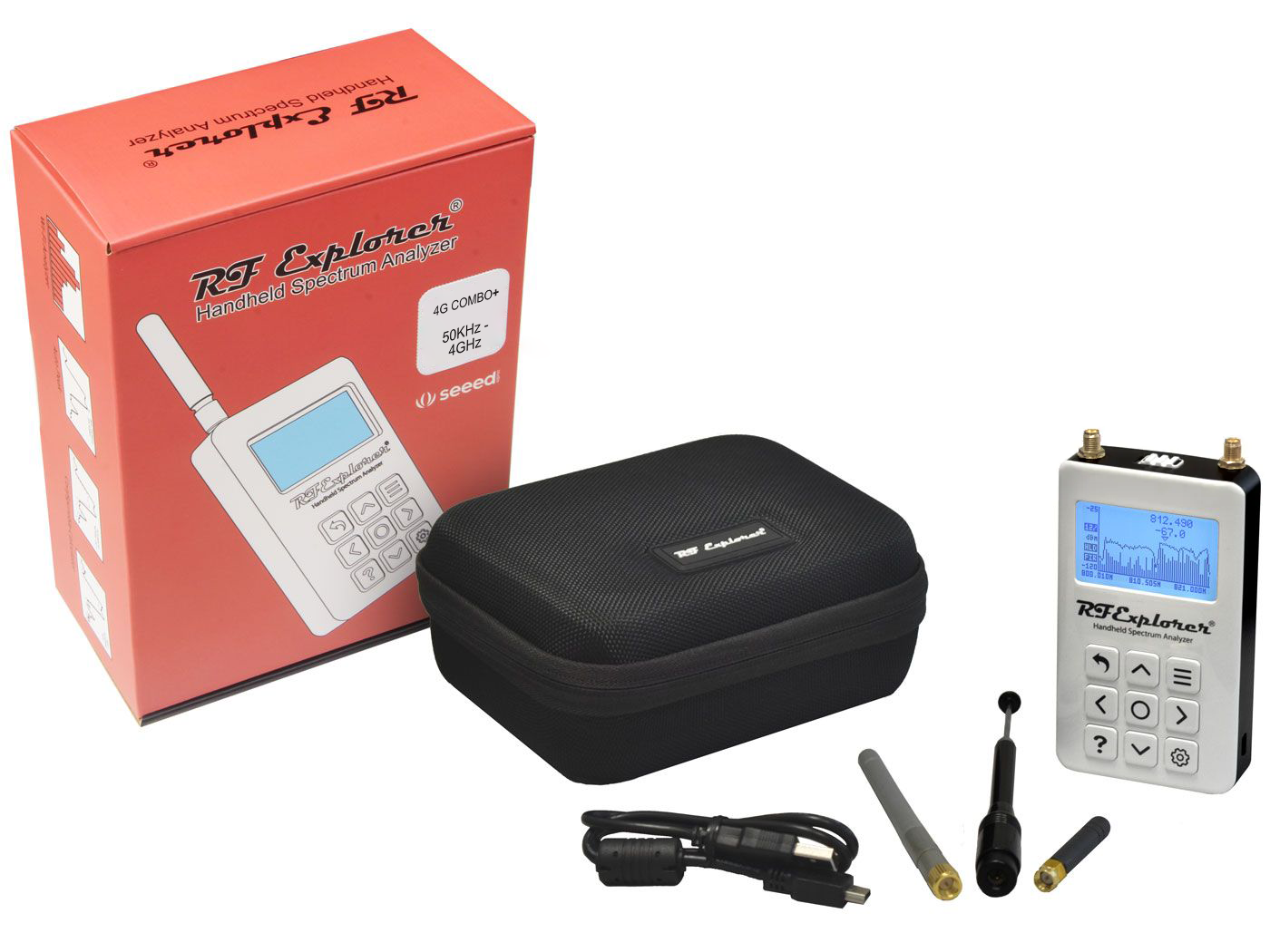 câble USB et logiciel téléchargeable pour Windows et Mac Analyseur RF et Wi-Fi Noir RFandEMF RF Explorer 3G Analyseur de spectre portable avec coque de protection colorée 